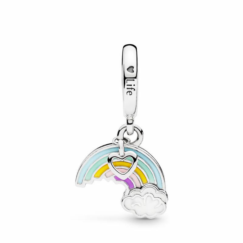 Pandora Rainbow & Cloud Dangle Charm Ireland - Sterling Silver/Enamel/Blue - 706913PVZ